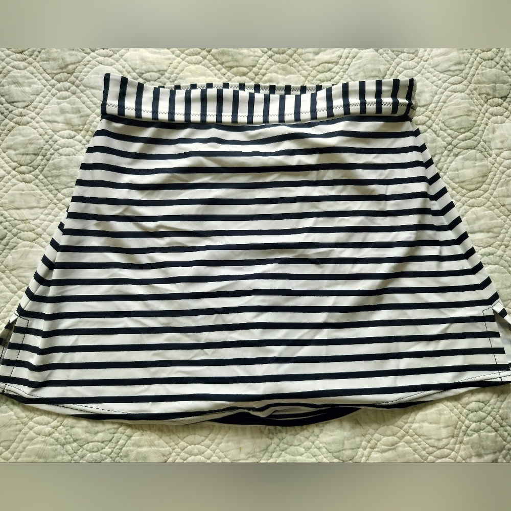 J. Crew Blue and White Striped Mini Swing Skirt Women's Size XS